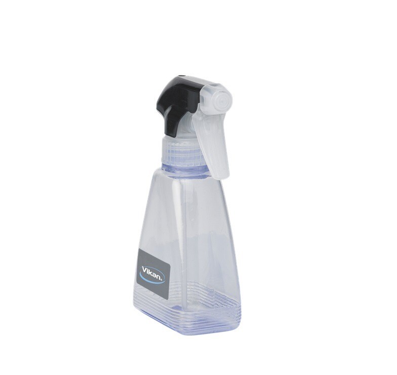 Flaske Tom Spray 250ml med Hoved/Label Klar/Sort - 1 Stk