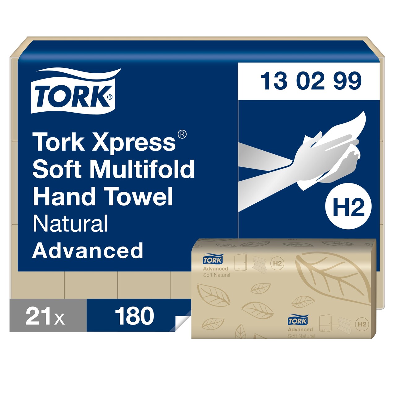 Papirhåndklæde - Tork 130299 Xpress Advanced - Natur - 2-lags - M-fold - 3780 ark