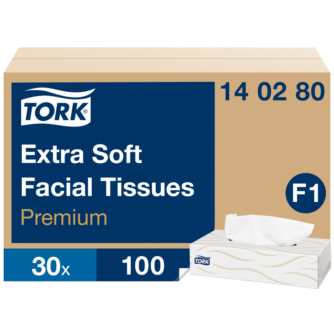 Ansigtsservietter Tork 140280 - 100 ark pr. pakke - 30 pakker pr. karton