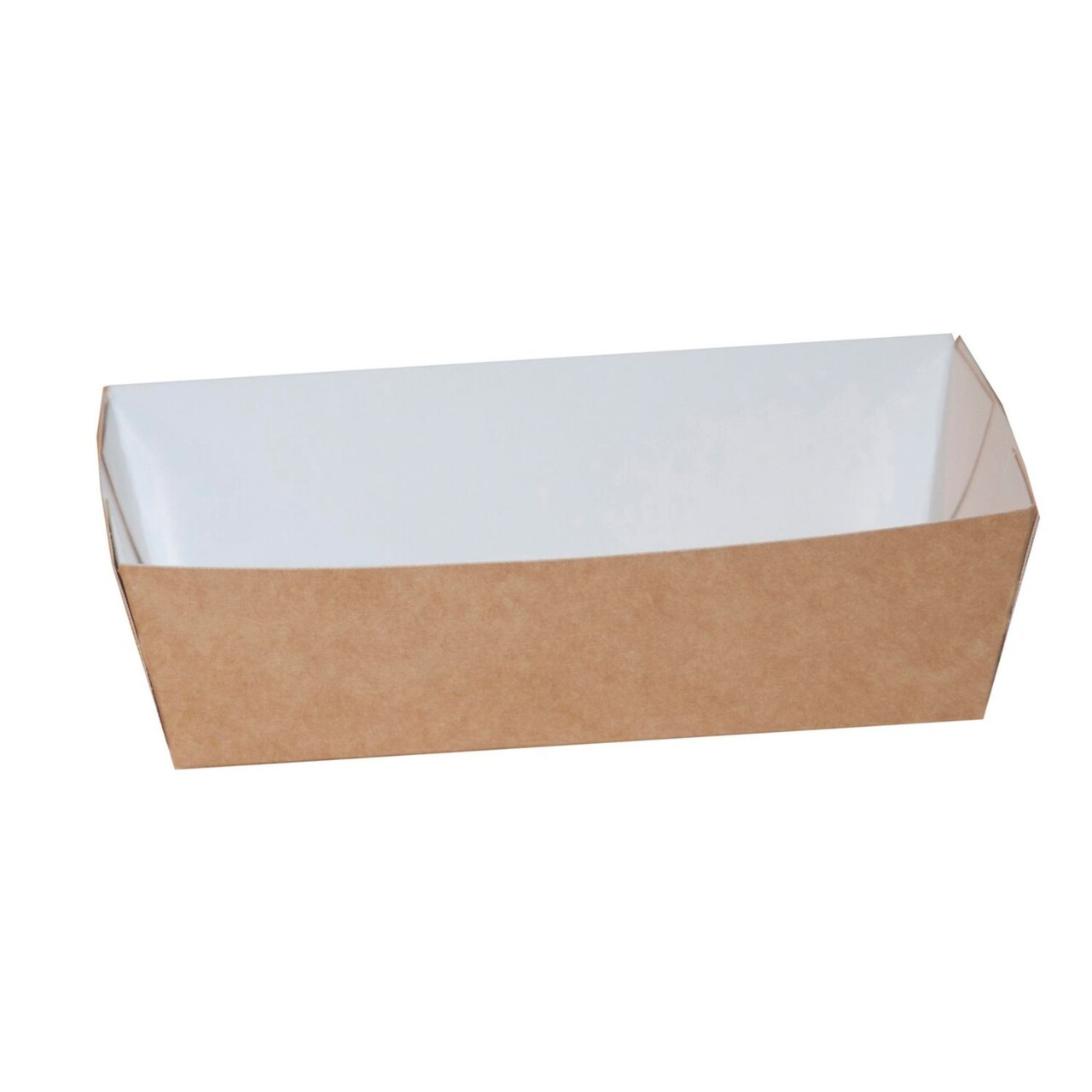 Pommes Frites Bakke Nr. 2 L145xB81xH53mm Pap Brun/Hvid - 5 ps x 100 stk/krt