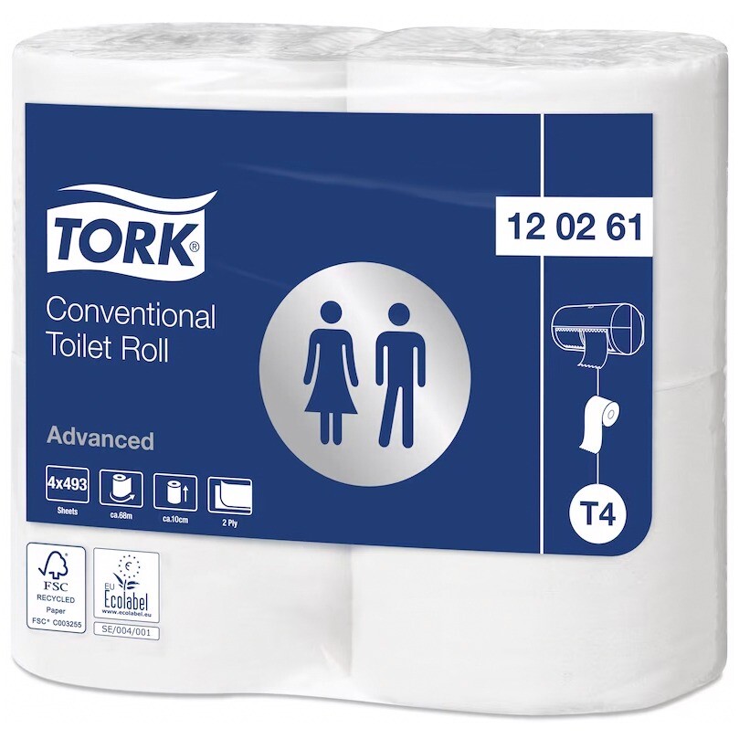 Toiletpapir Tork 120261 Advanced T4 2-lag 61,1m - 6 pk x 4 rl/krt