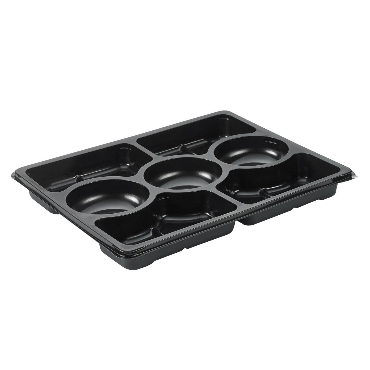 Bakke Zen Tapas 7-rum Rektangulær 1518ml L320xB250xH33mm RPET Sort - 2 ps x 60 stk/krt