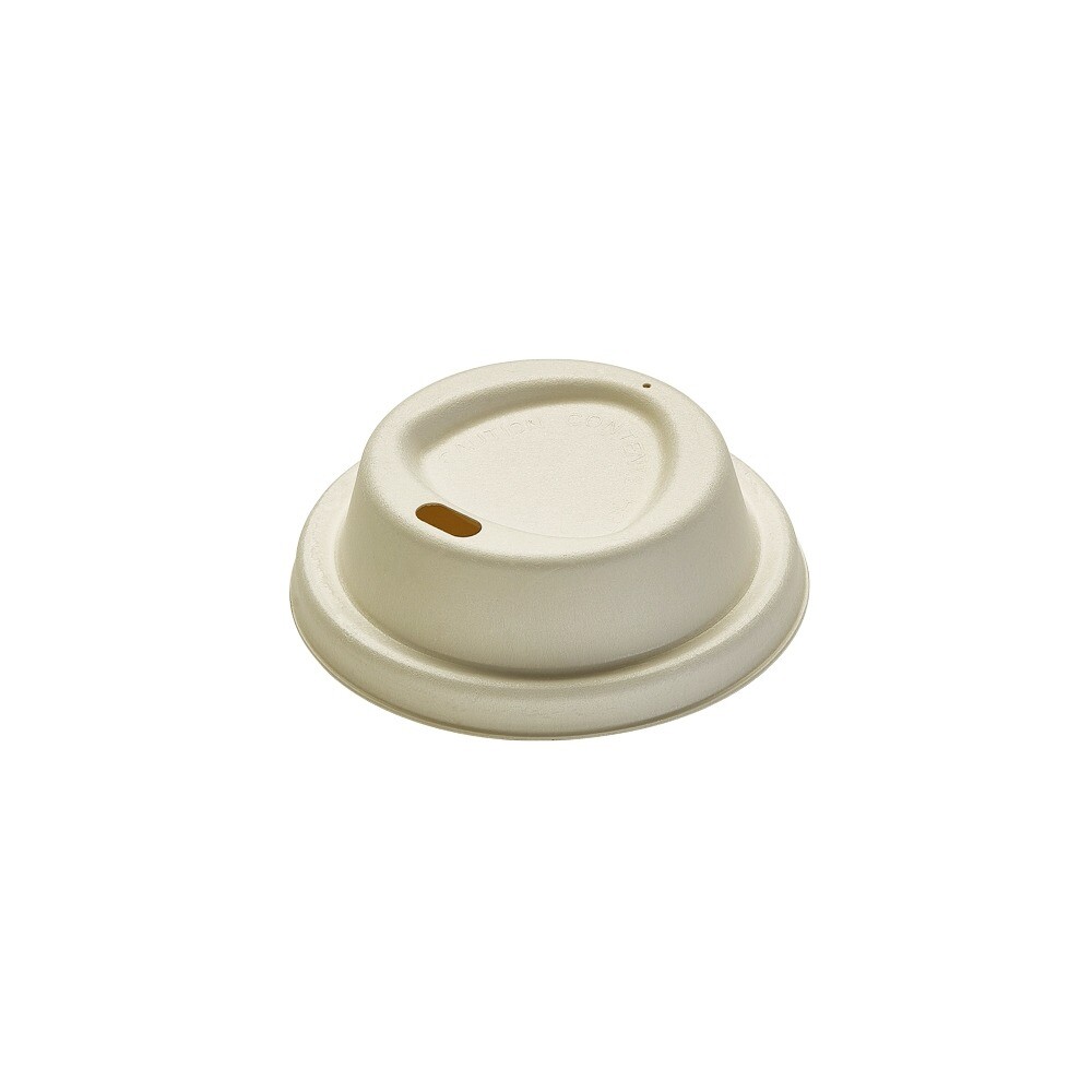 Drikkelåg Bagasse Ø80xH25mm Til Kaffebæger Natur - 50 stk/ps