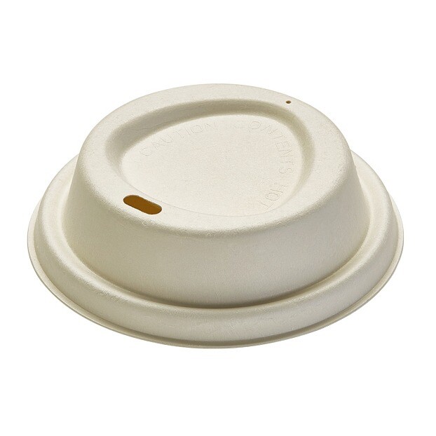 Drikkelåg Bagasse Ø90xH30mm Til Kaffebæger Natur - 50 stk/ps