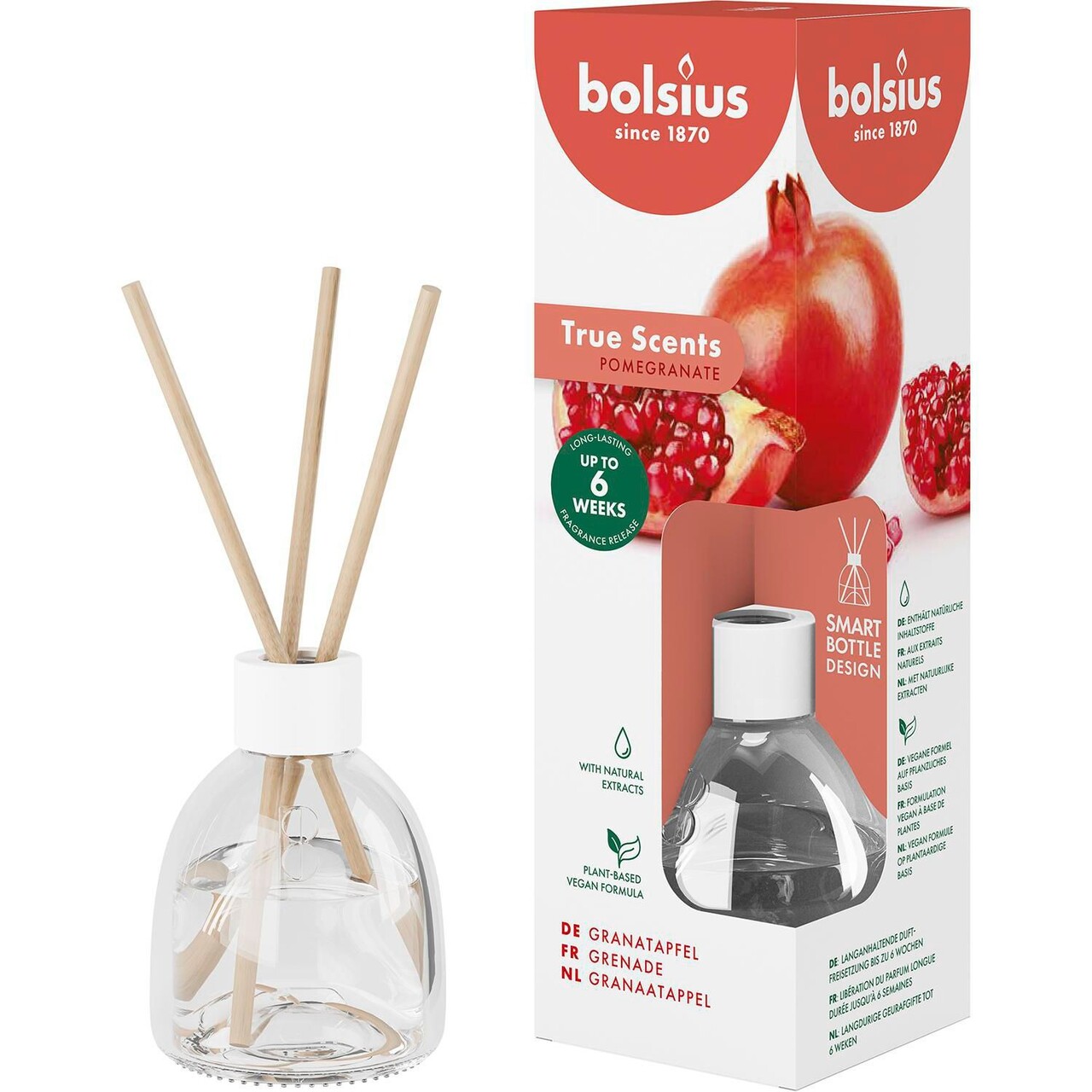 Diffuser Bolsius Granatæble 60ml med duftepinde - 6 stk/krt