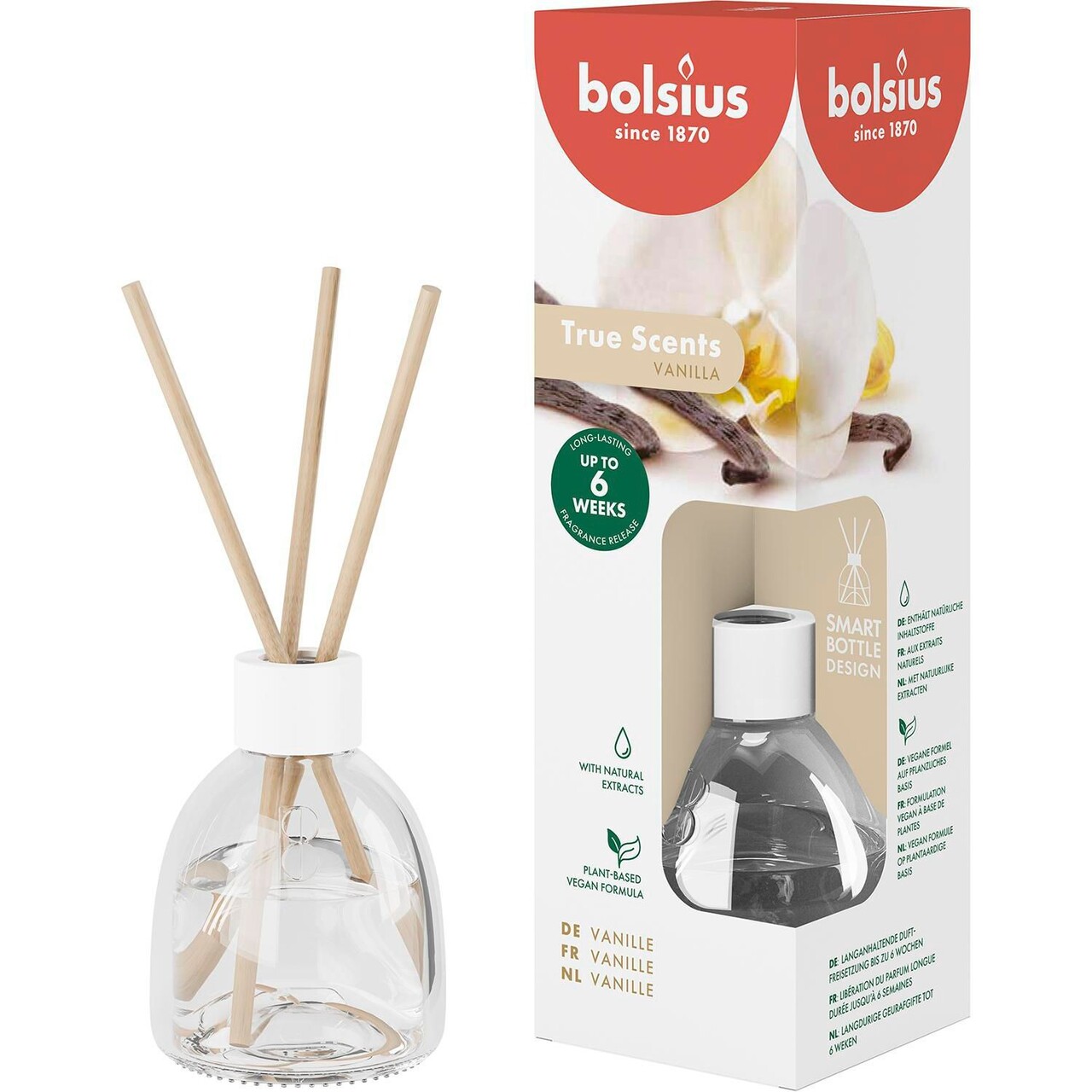 Diffuser Bolsius Vanilje 60ml med duftepinde - 6 stk/krt