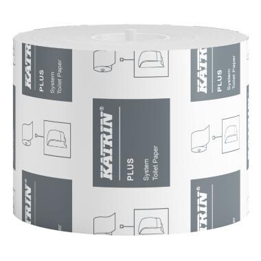 Toiletpapir, Katrin Plus, System, L85.5mxB10cm, 2-lag, Hvid, svanemærket, Nyfiber - 36 rl/krt