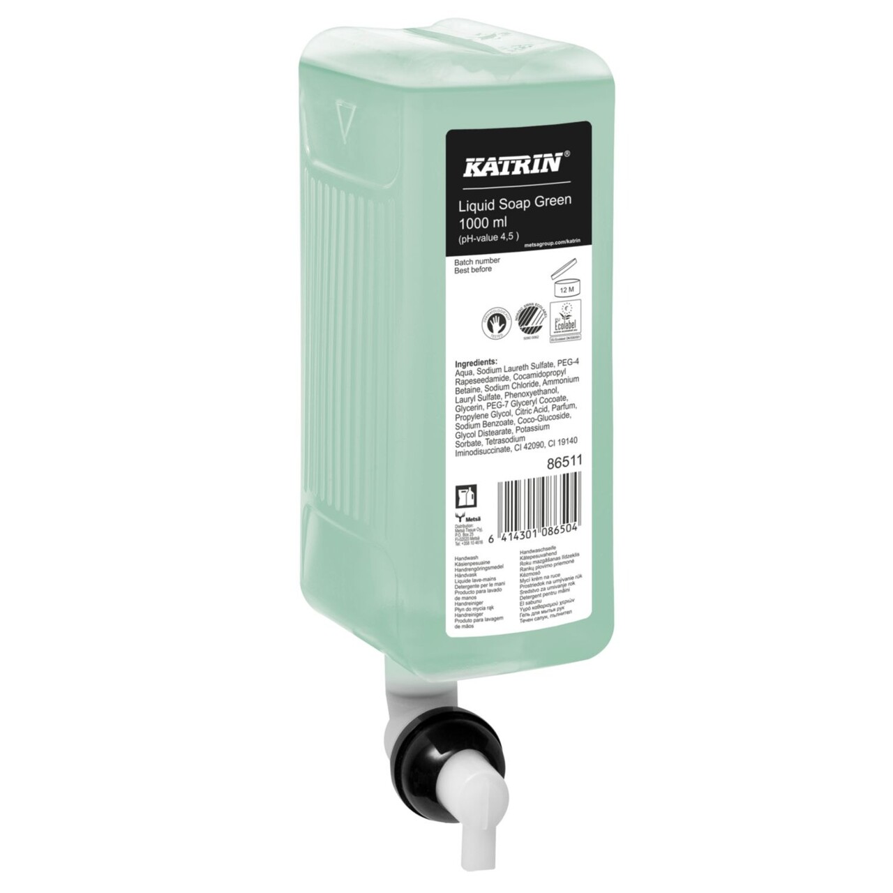Sæbe Katrin Flydende Green 1ltr Grøn - 6 fl x 1 ltr/krt