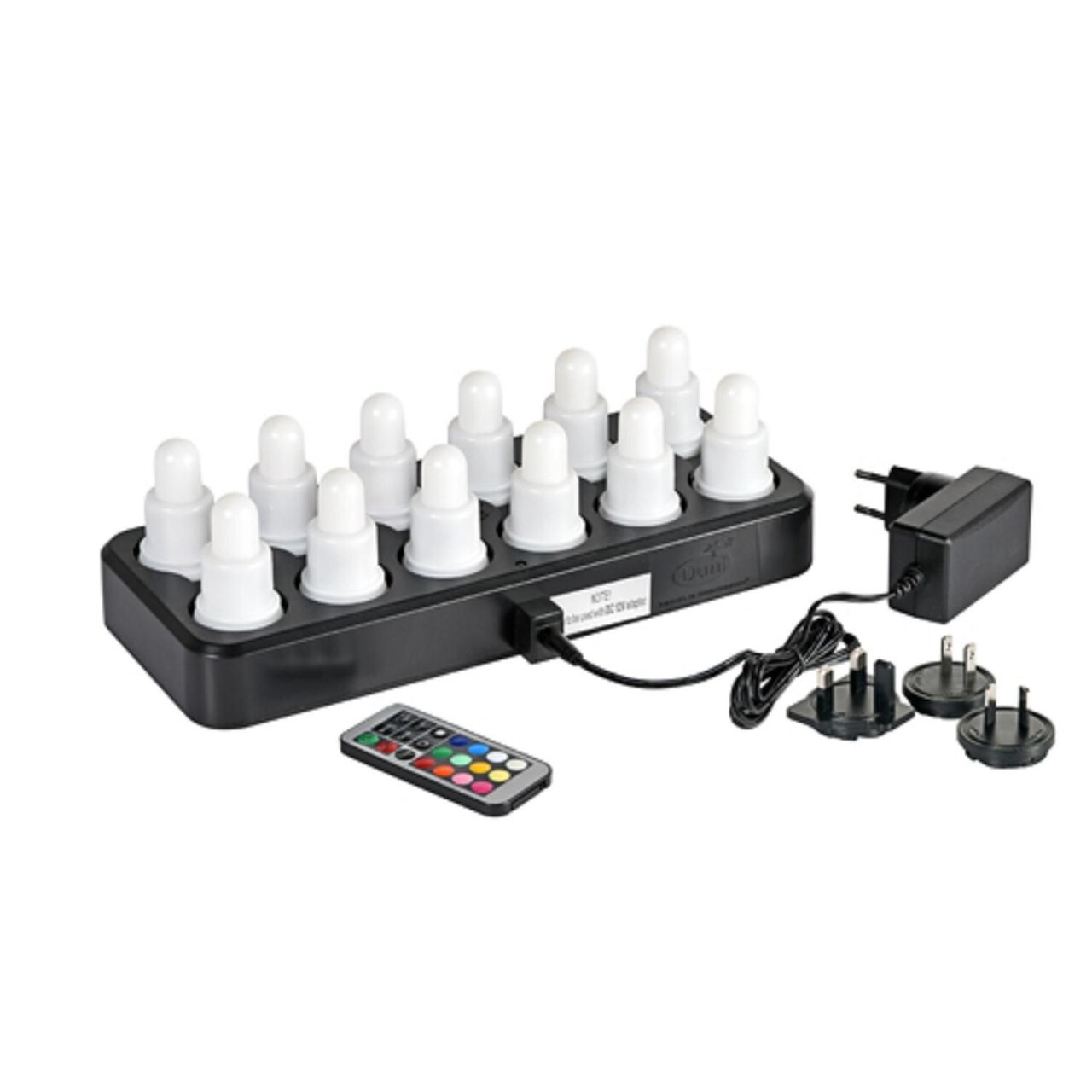 LED Lys Multi Farve Varm Hvid Kold Hvid B40xH70mm med Fjernbetjening - 12 stk/krt