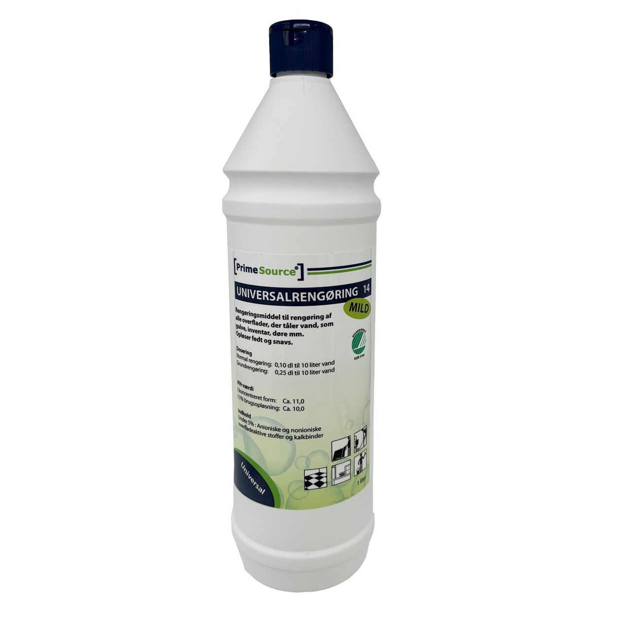 Universalrengøring Prime Source Mild 14 1ltr Svanemærket uden Farve/Parfume - 12 fl x 1 ltr/krt