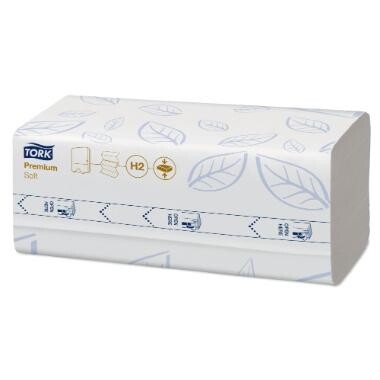 Håndklædeark Tork 100889 Premium H2 Z-Fold 2-lag kompr. L24xB21.2xD8cm Nyfiber Hvid - 225 stk/kart