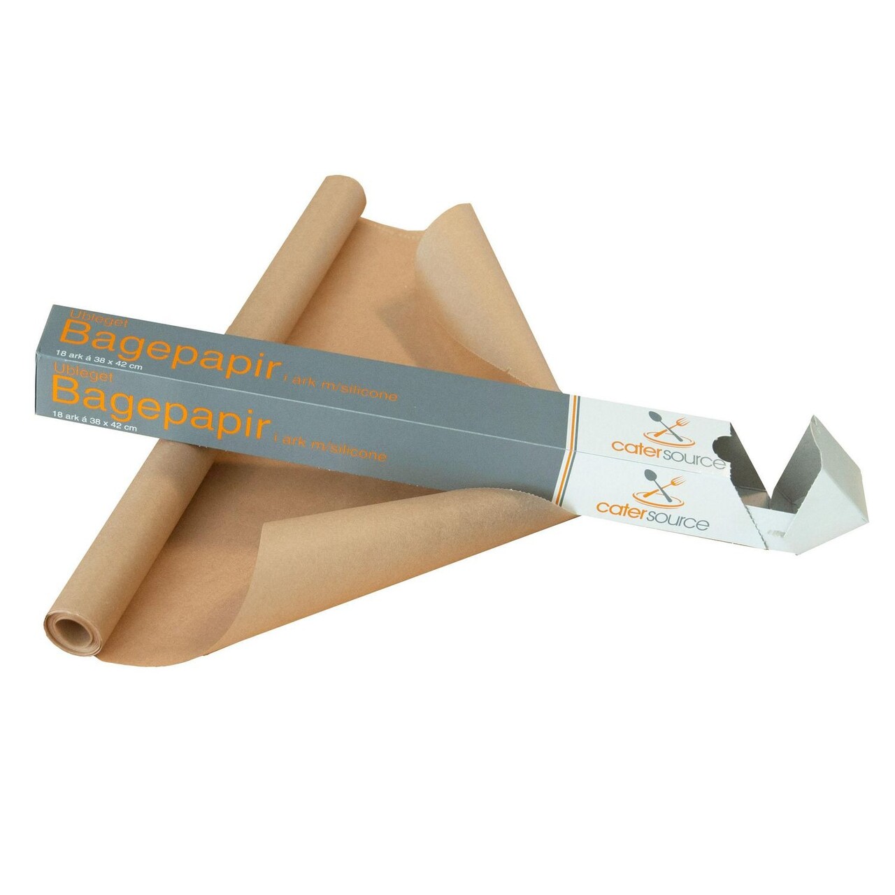 Bagepapir Catersource I Ark Ubleget L42xB38cm med Silikone Brun - 24 rl/krt