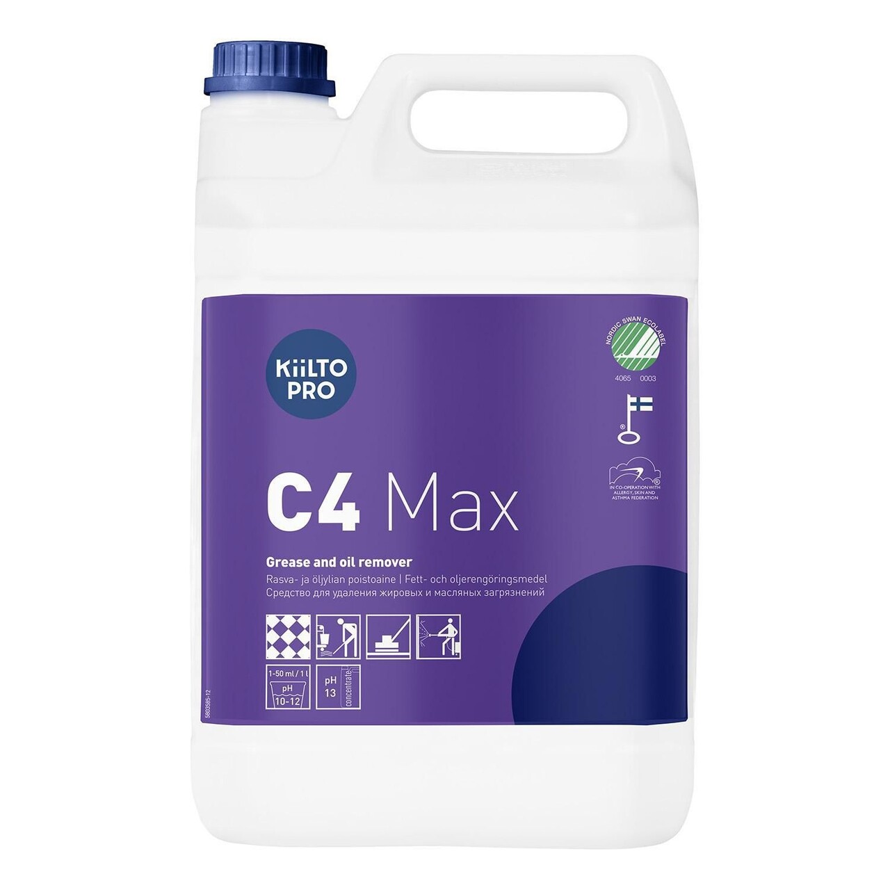 Grundrengøring Gulv Kiilto Pro C4 Max 5ltr Svanemærket u Parfume - 3 dnk x 5 ltr/krt