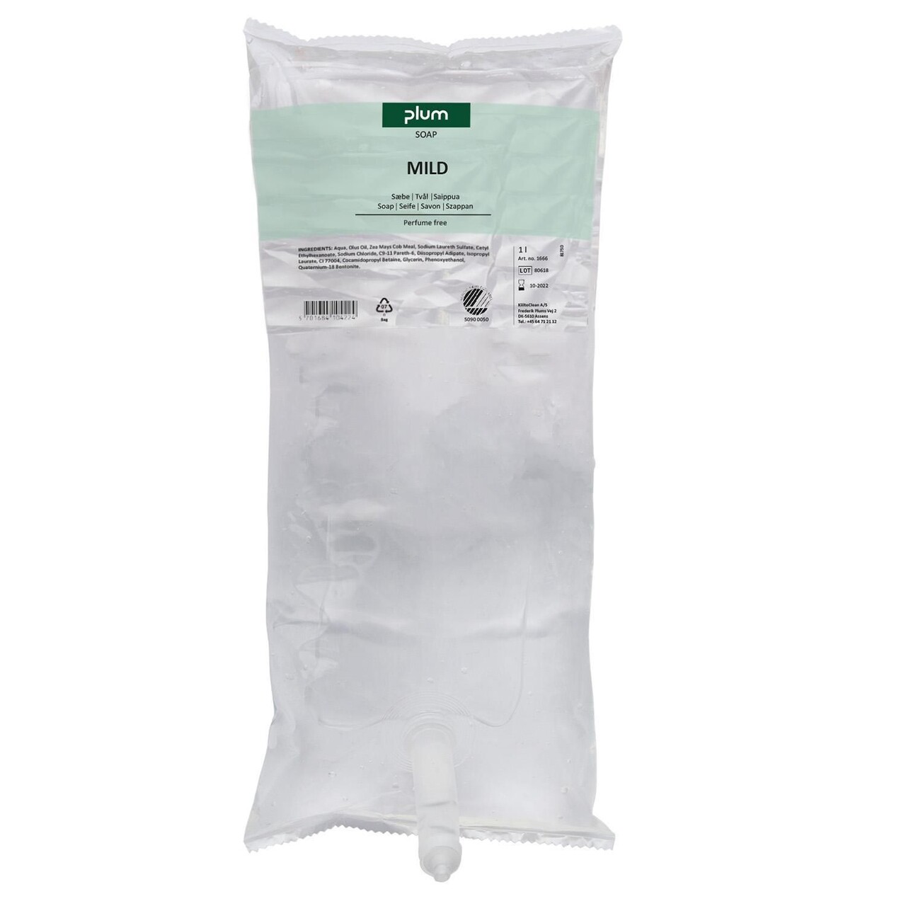 Cremesæbe Plum Mild Svanemærket u. Farve/Parfume til CombiPlum dispenser - 6 ps x 1 ltr/krt