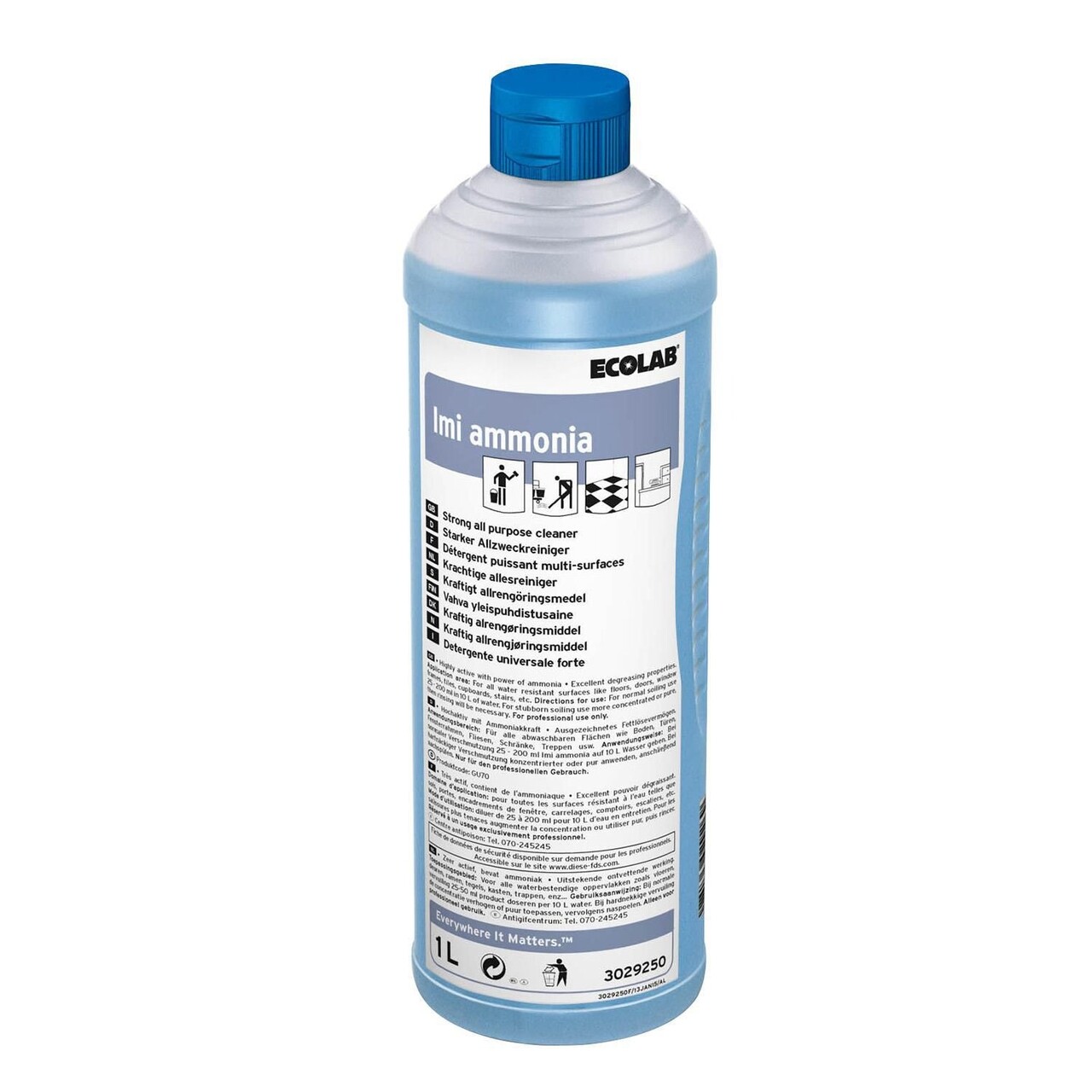 Universalrengøring Imi Ammonia med Farve/Parfume 1 ltr Blå - 12 fl x 1 ltr/krt