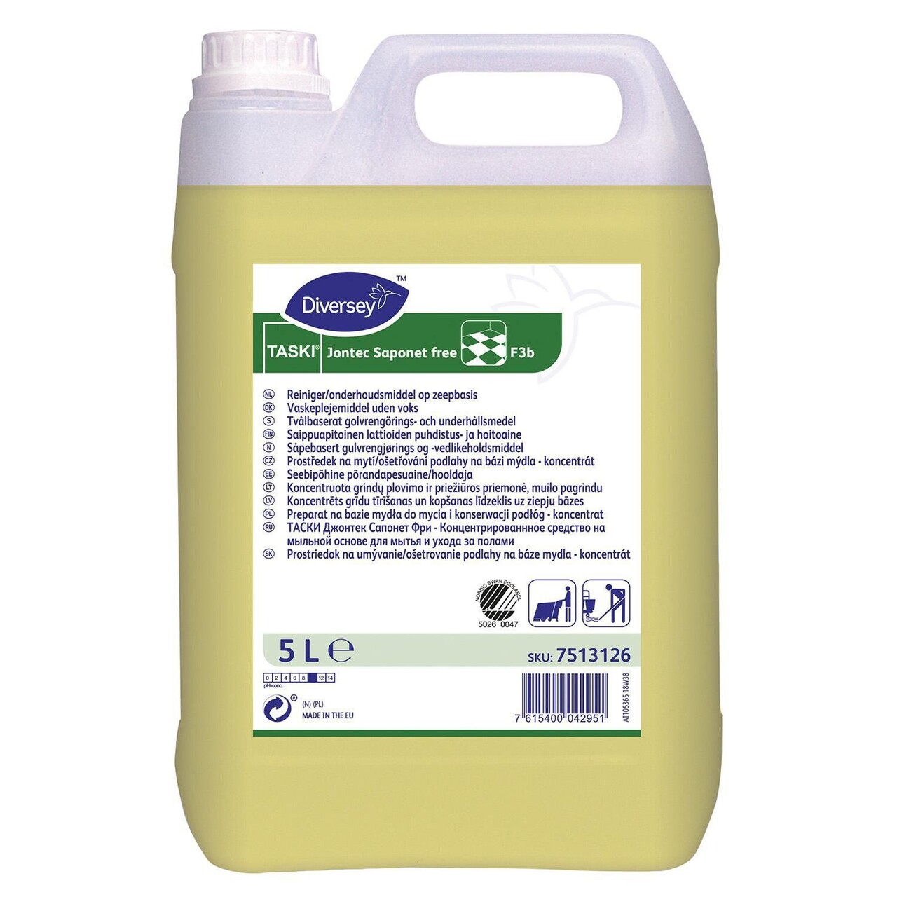 Gulvvask Vaskepleje Jontec Saponet free F3b Svanemærket u. Voks/Farve/Parfume - 2 dnk x 5 ltr/krt