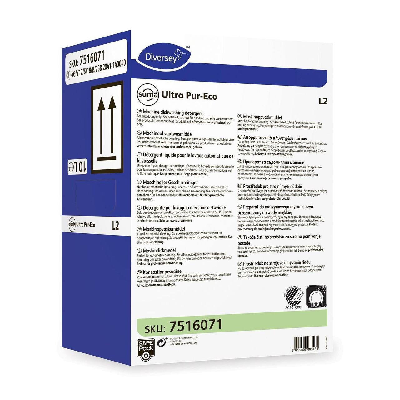 Maskinopvask Flydende Suma Ultra Pur-Eco L2 Safepack 10ltr Svanemærket uden Klor - 10 ltr/krt