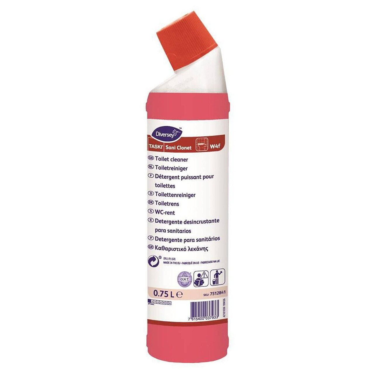 Toiletrens Flydende Taski Sani Clonet W4f 750ml med Farve/Parfume Rød Surt - 6 fl x 750 ml/krt