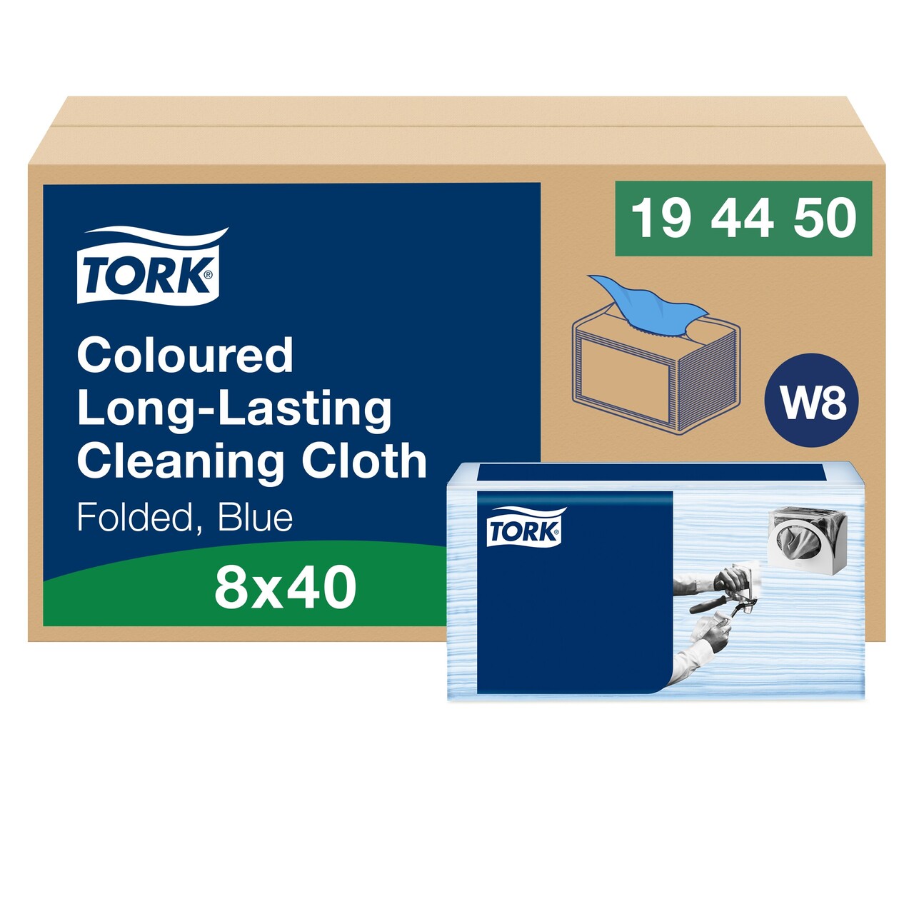 Rengøringsklud - Tork - 194450 - Premium - W8 - Small Pack - Blå - 38,5 x 30 cm - 40 stk