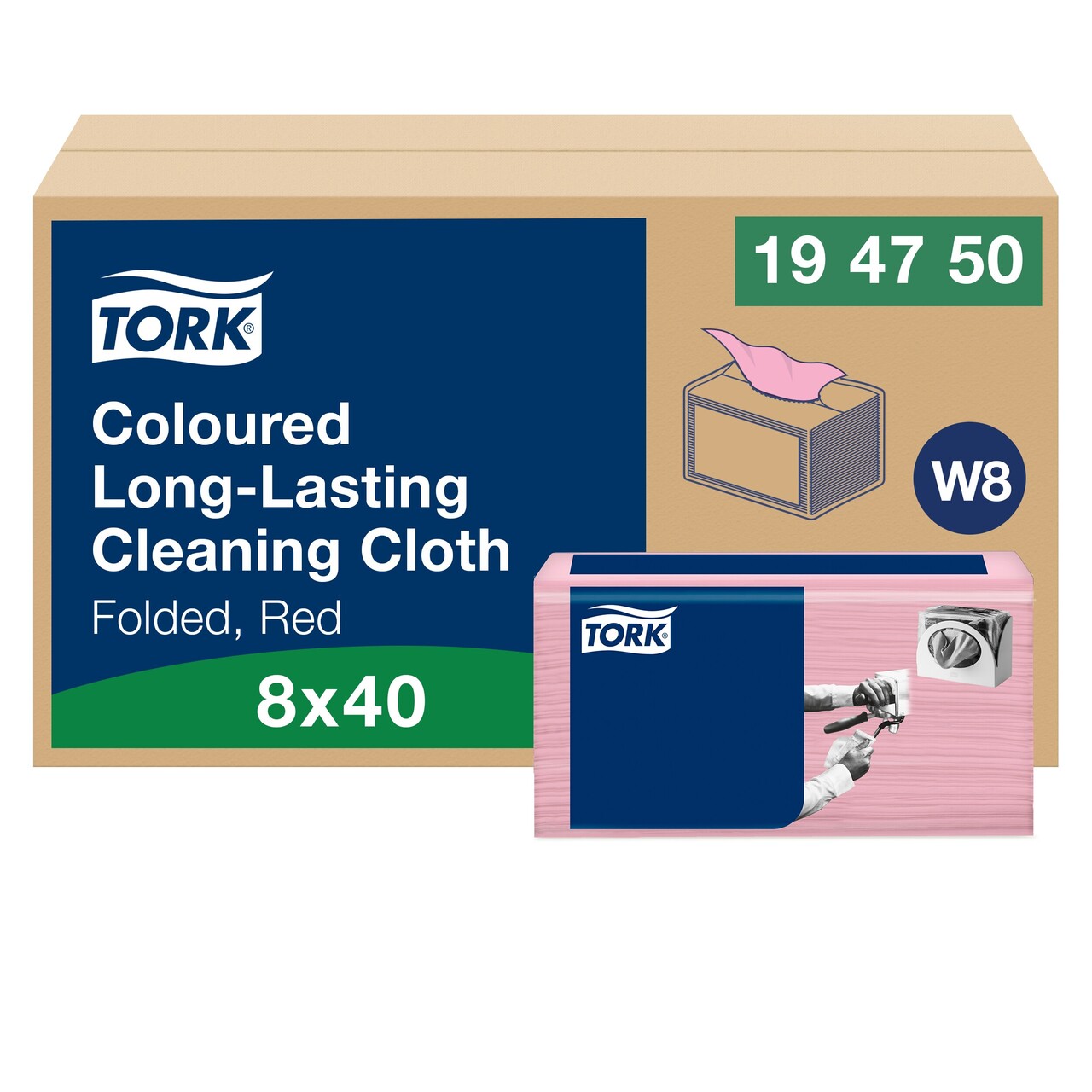 Allround klud - Tork - 194750 - Premium - W8 - Small Pack - rød - 40 klude
