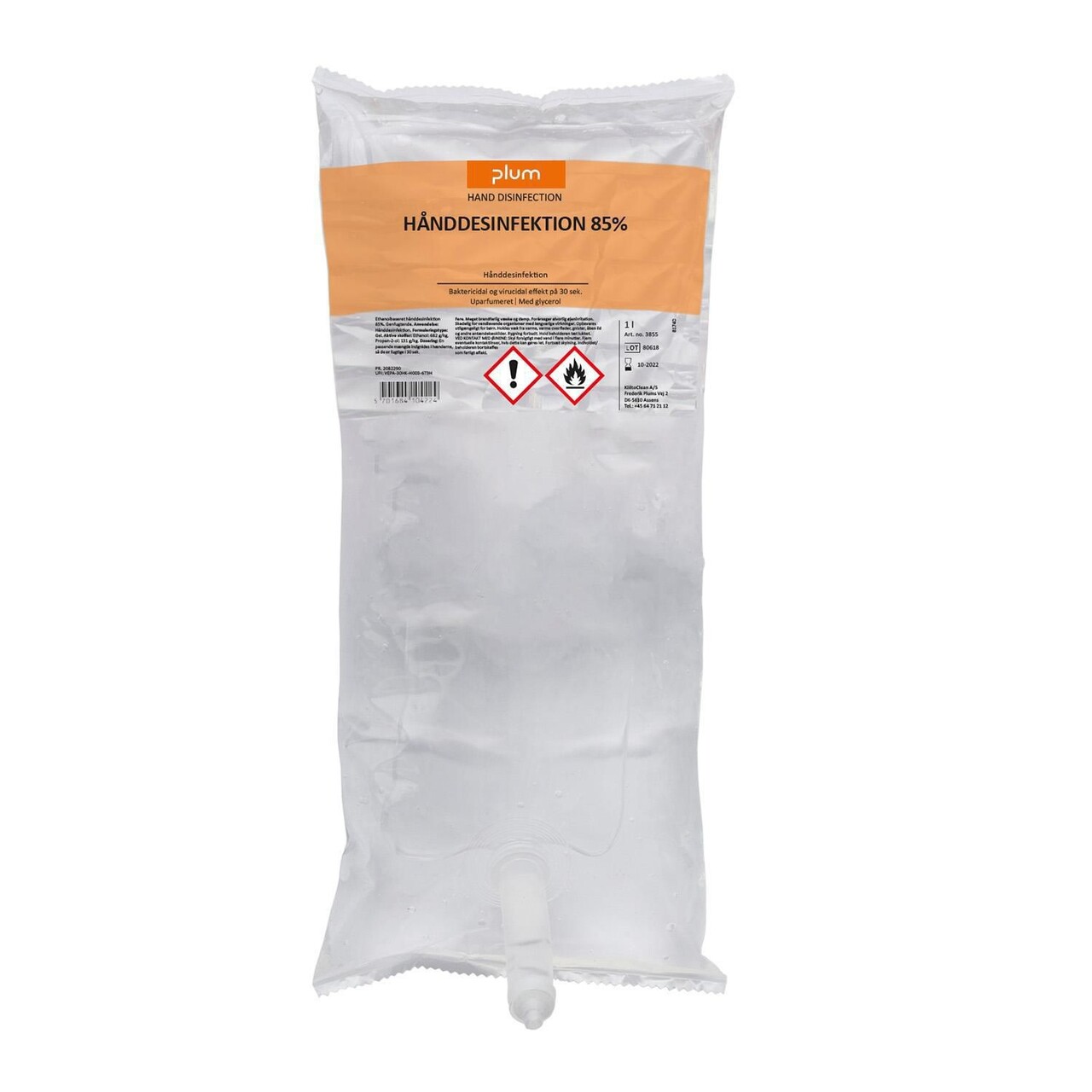 Hånddesinfektion flydende Plum 85% ethanol til CombiPlum dispenser 1 ltr - 6 ps x1 ltr/krt