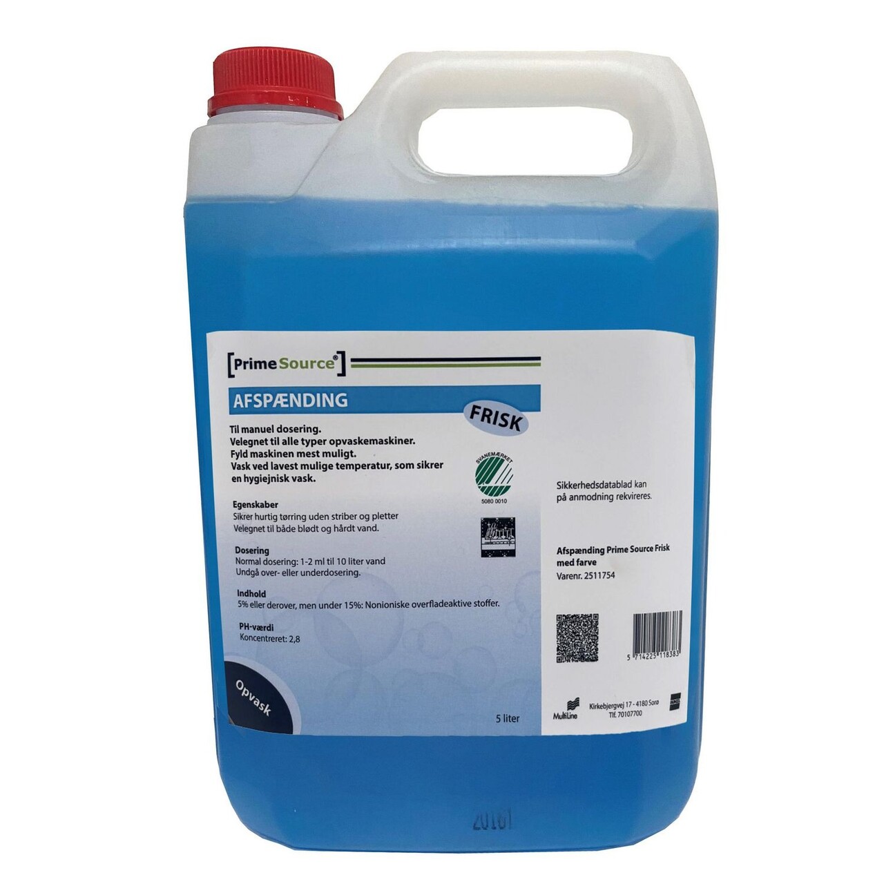 Maskinopvask Afspænding Prime Source Frisk 5ltr Svanemærket - 3 dnk x 5 ltr/krt