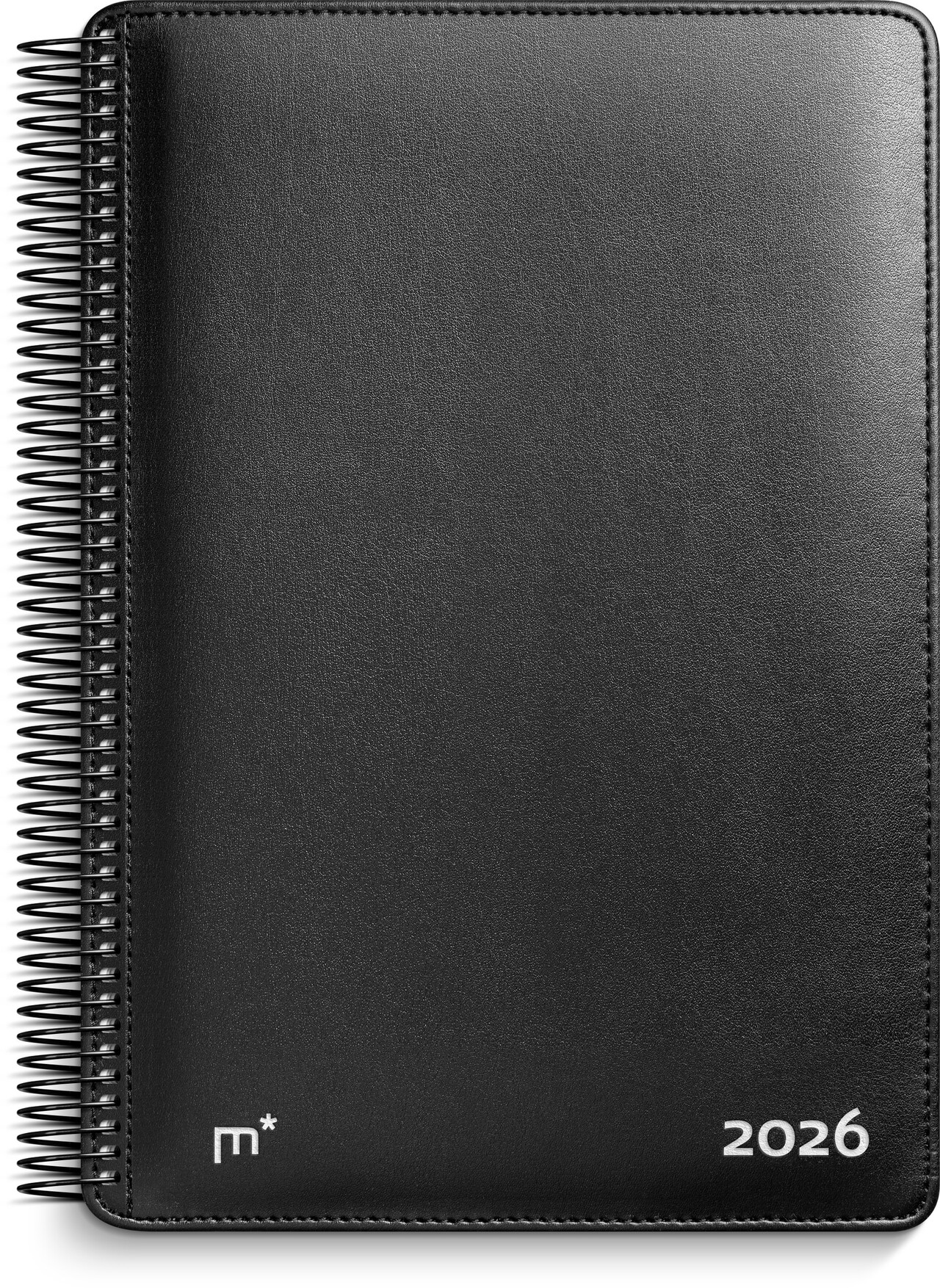Ugekalender - Diplomat - spiral - sort kunstskind - 25 x 18,7 x 2,1 cm - 2026