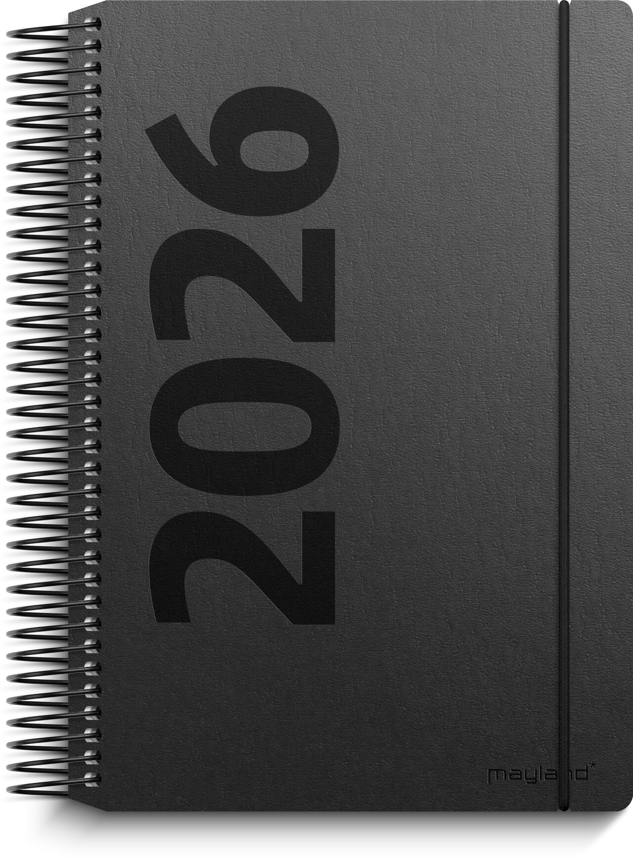 Dagskalender - Spiral - Sort - Genbrugskarton - 17,9 x 14 x 2,9 cm - 2026 - 26208000