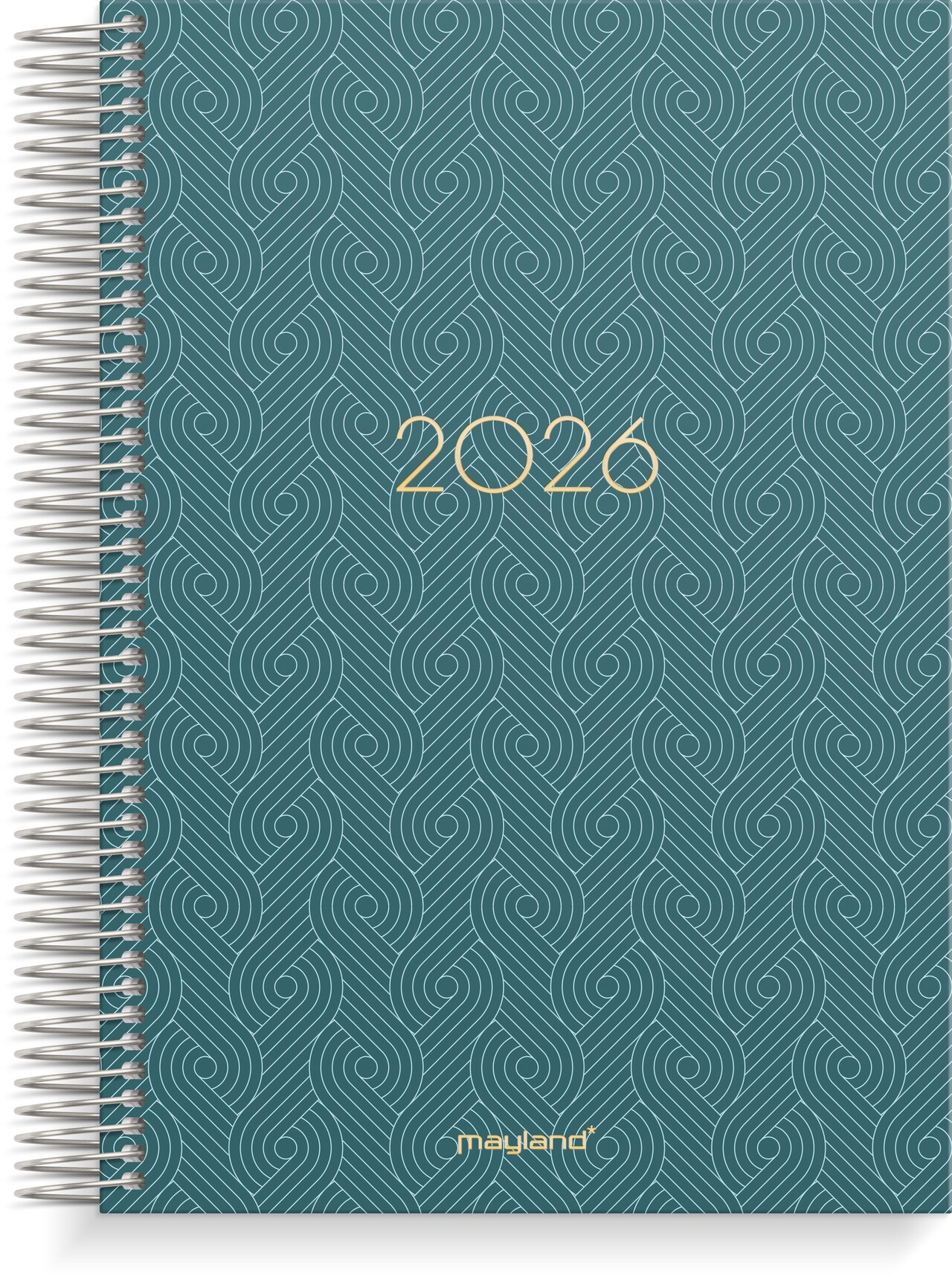 Dagskalender - Timekalender - Trend - Soft touch - Spiral - Grøn - 24,2 x 19 x 2,8 cm - 2026 - 26218030