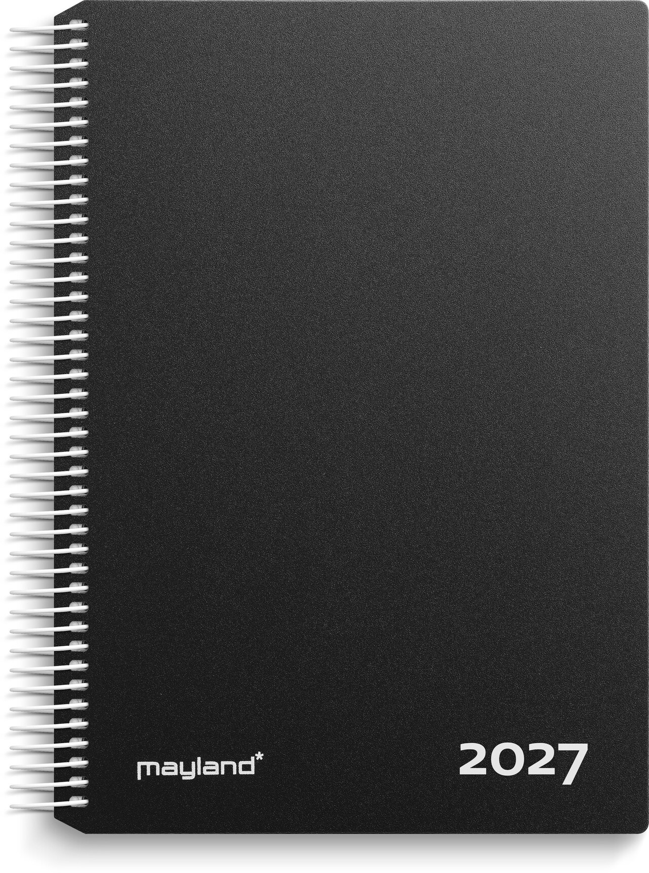 Dagskalender - Timekalender - Spiral - Sort - PP-plast - 24,2 x 19 x 2,8 cm - 2027 - 27218000