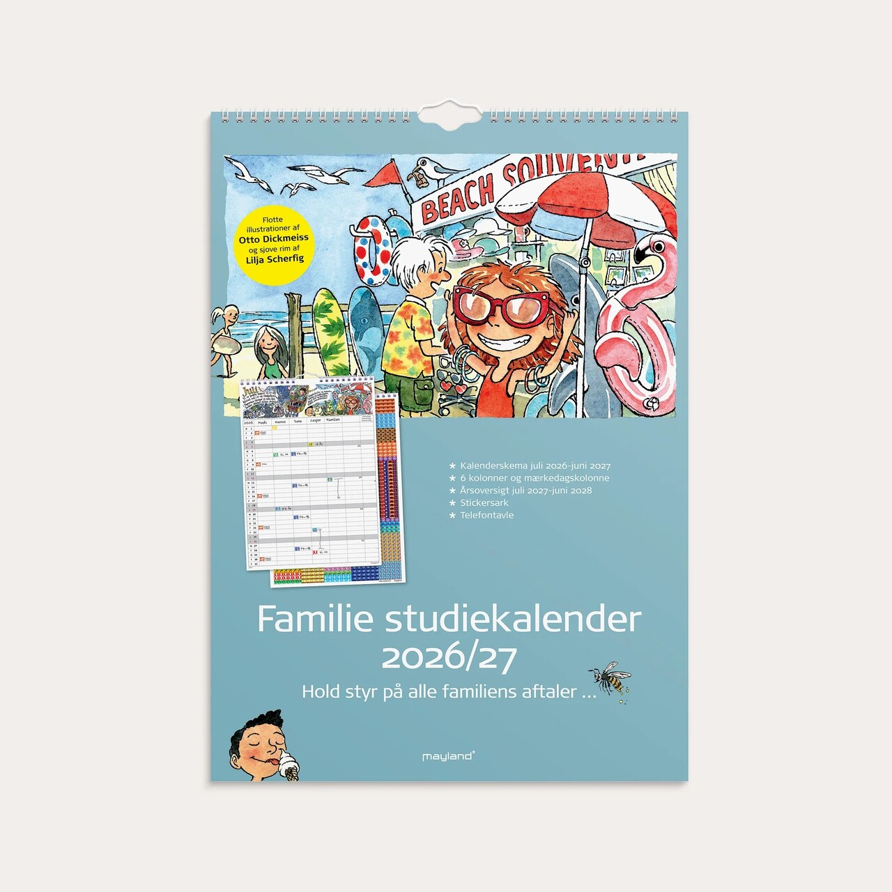 Studie Familiekalender A3 - Otto Dickmeiss & Lilja Scherfig - Væg - 2026/2027 - Mayland - 27807900