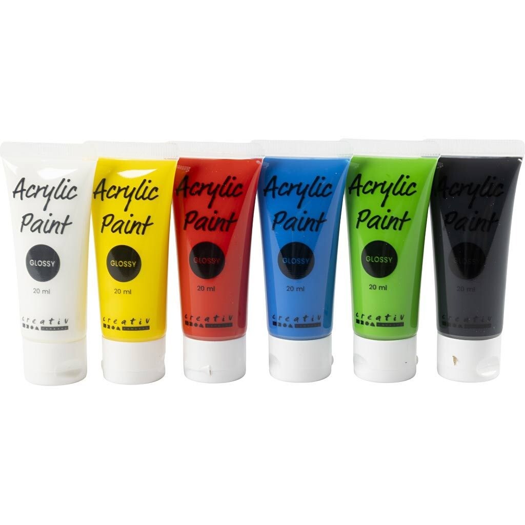A-Color akrylmaling, standardfarver, 01 - blank, 6x20ml