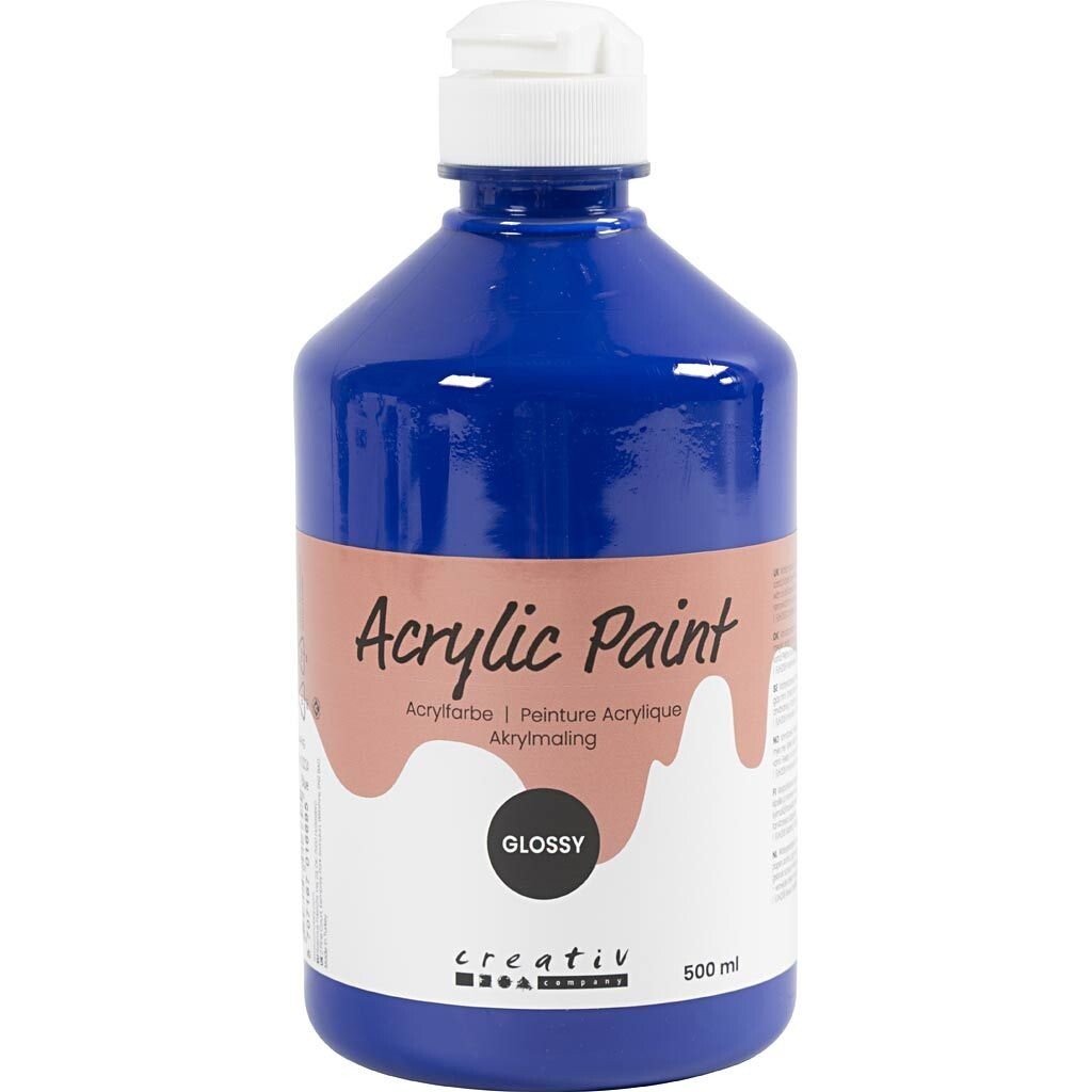 Akrylmaling A-Color, blå, 01 - blank, 500ml