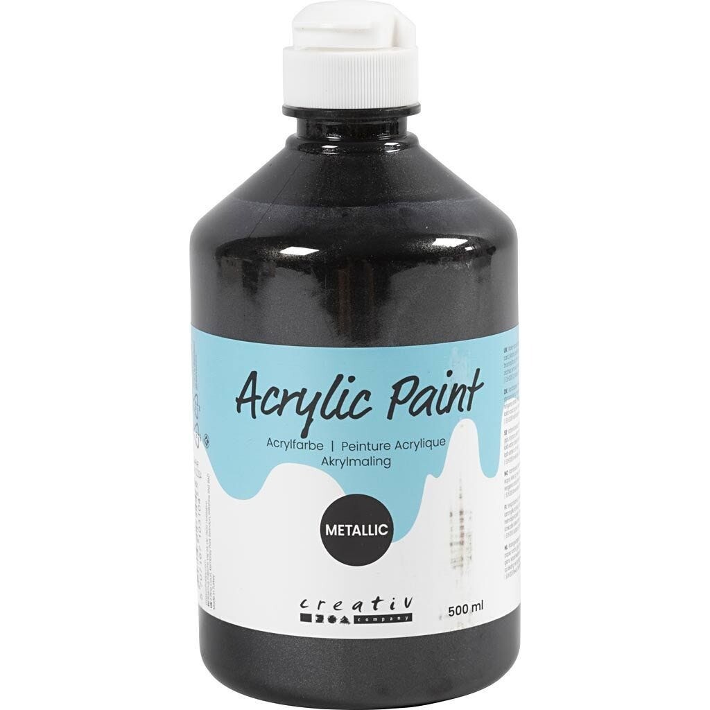 Akrylmaling A-Color, sort, 03 - metallic, 500ml