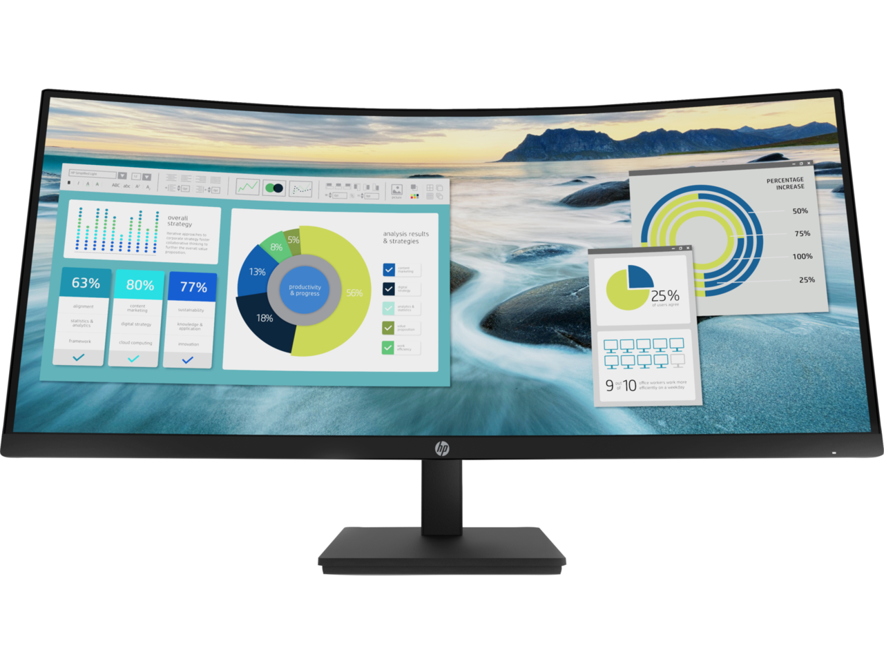 Computerskærm 34'' HP Monitor P34hc G4 Curved, Sort