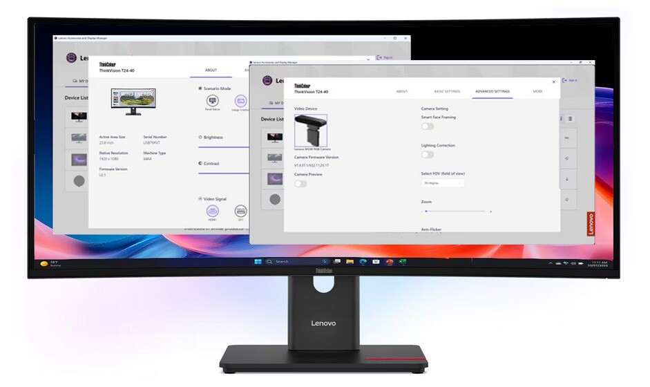 Skærm - 34'' Lenovo ThinkVision T34wd-40 - UWQHD - Curved - Sort