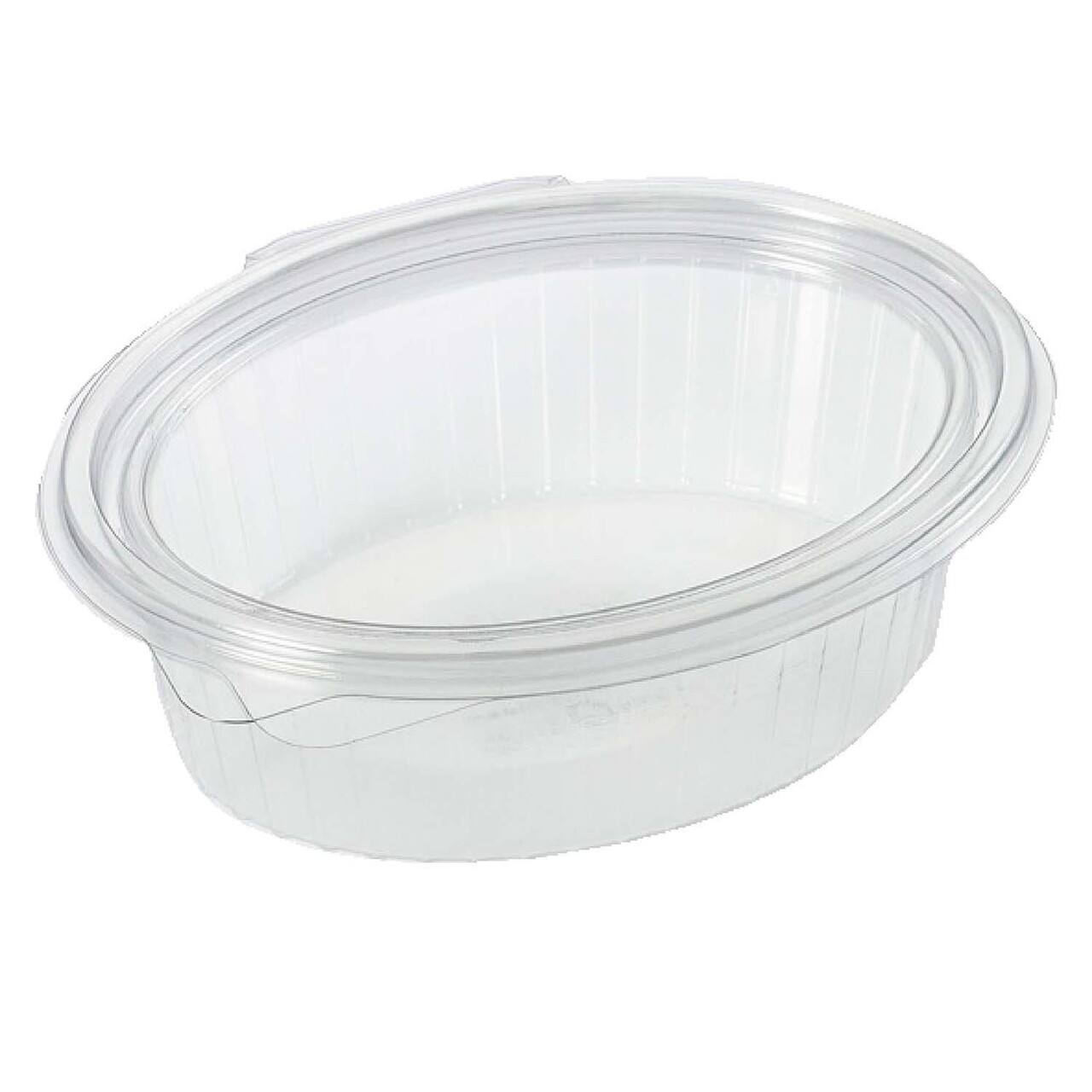 Salatbakke Clearshow 500 ml 167x131x56 mm oval Hængslet låg RPET Klar - 12 pk x 50 stk/krt