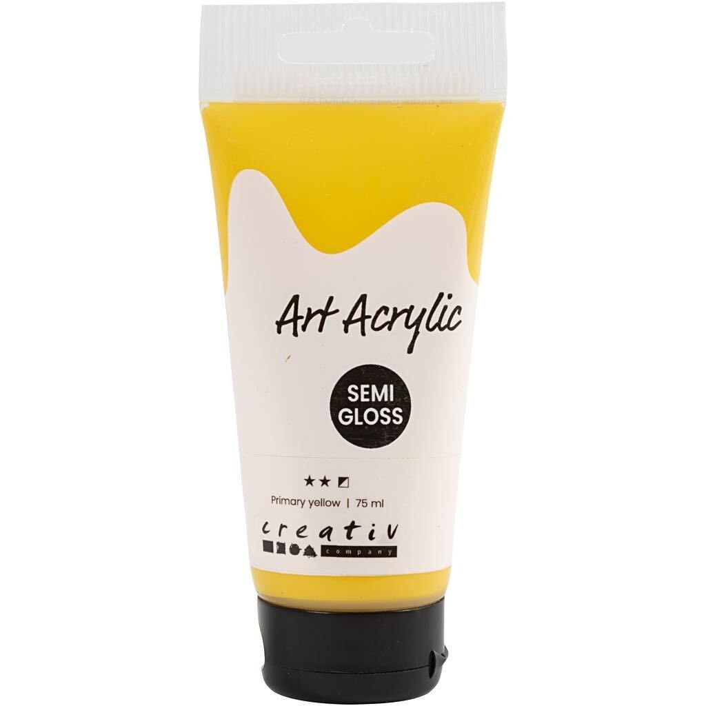 Maling akryl Pigment Art, halvblank, halvdækkende, Primary yellow, 75ml