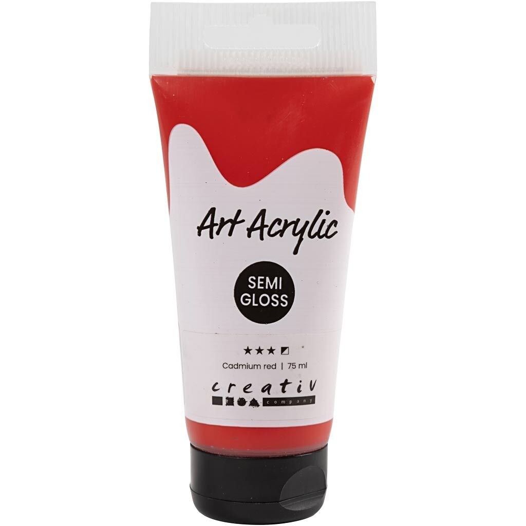 Akrylmaling Pigment Art, halvblank, halvdækkende, Cadmium red, 75ml