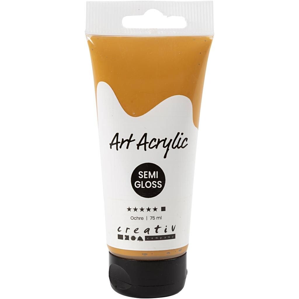 Akrylmaling Pigment Art, halvblank, dækkende, Yellow ochre, 75ml