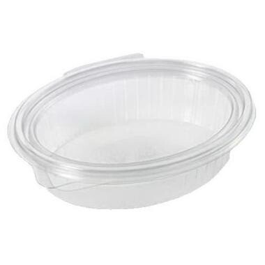 Salatbakke Clearshow 370 ml 167x131x45 mm oval hængslet låg RPET Klar - 12 pk x 50 stk/krt