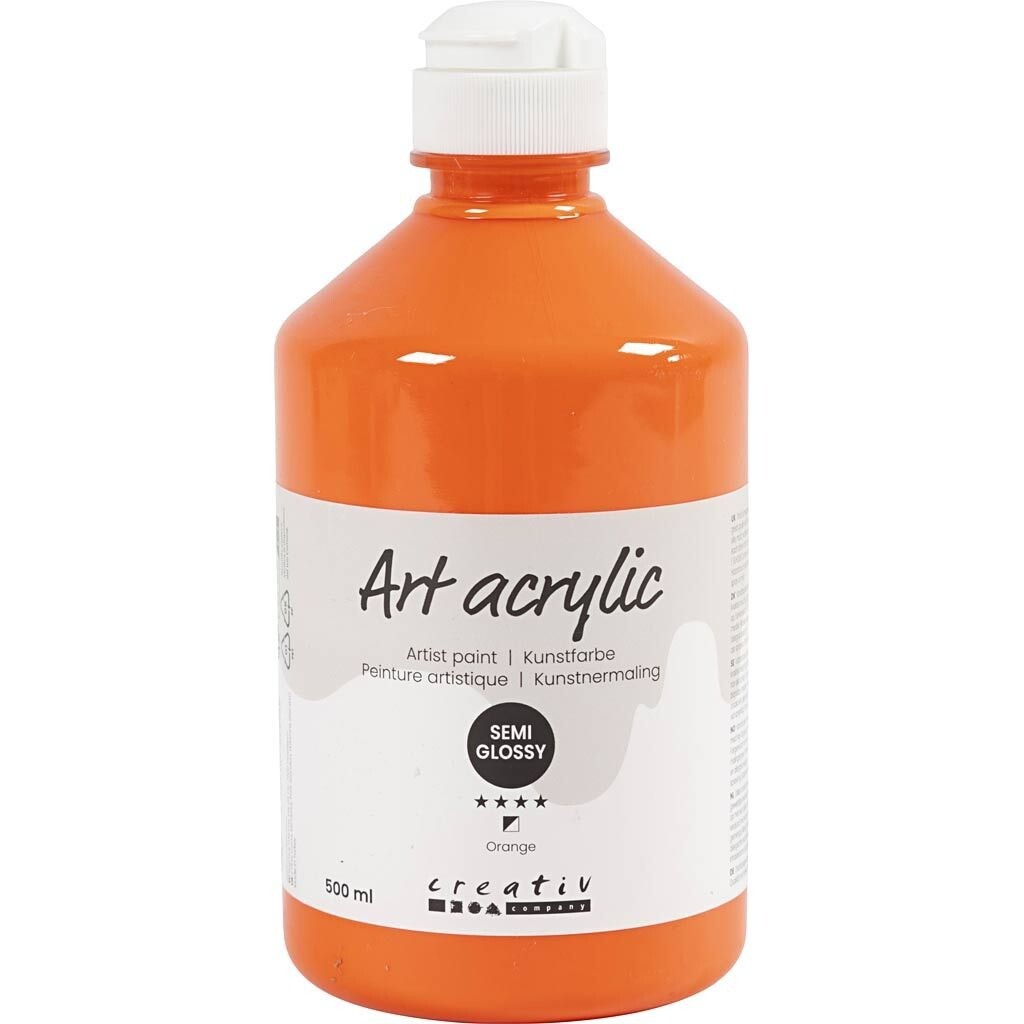 Akrylmaling Pigment Art, halvblank, halvtransparent, orange, 500ml