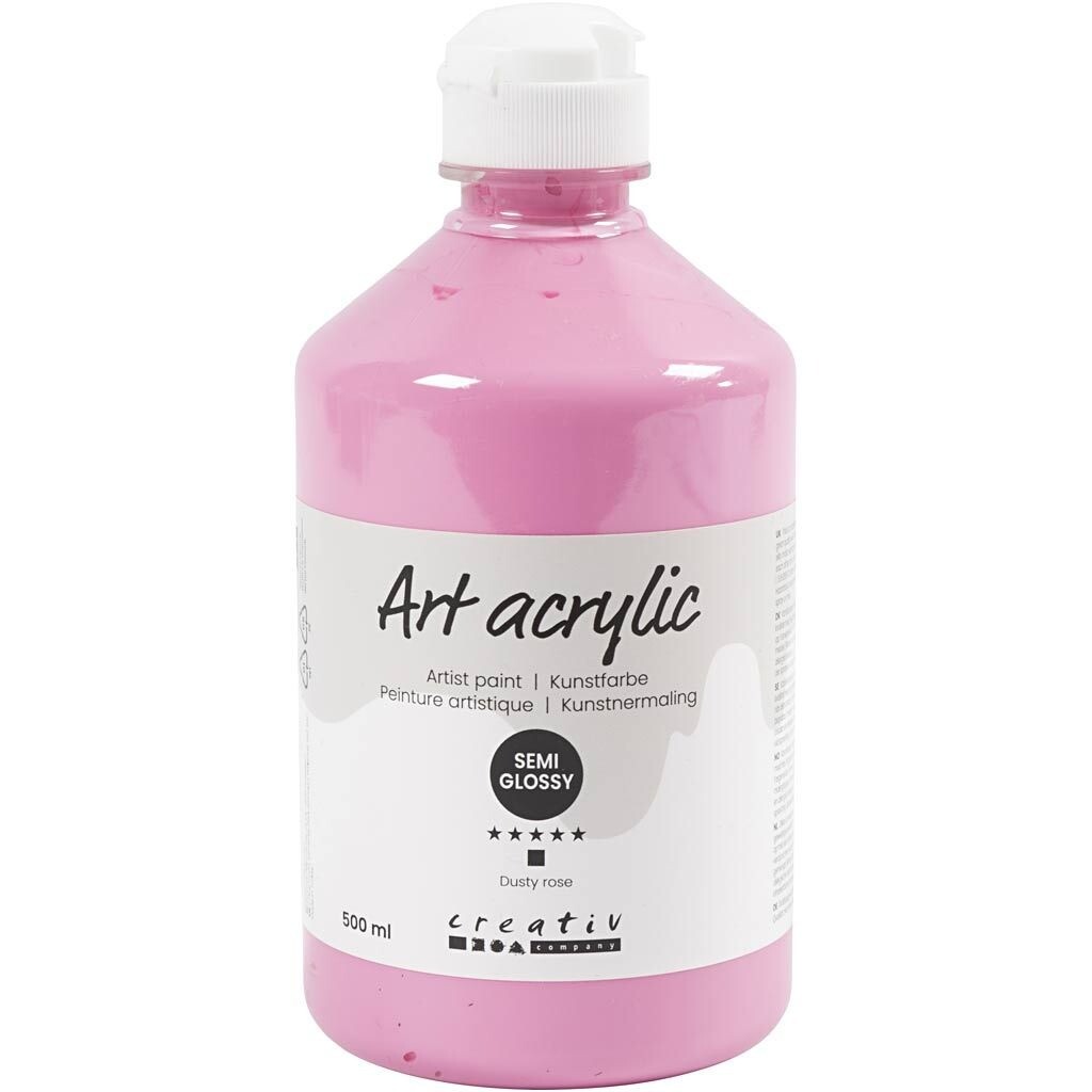 Akrylmaling Pigment Art, halvblank, dækkende, pink, 500ml