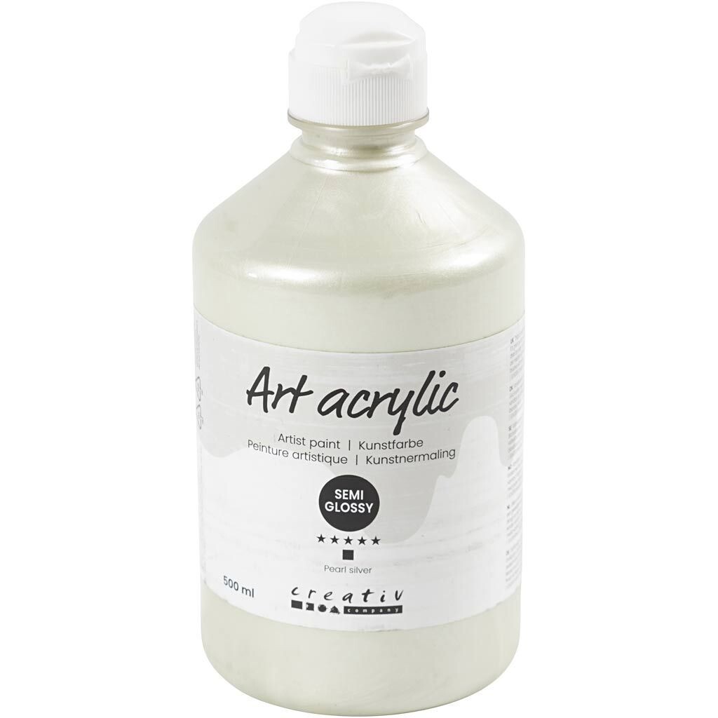 Akrylmaling Pigment Art, halvblank, dækkende sølv, 500ml