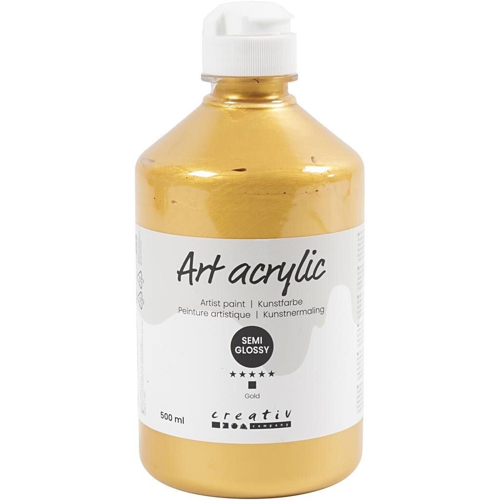 Akrylmaling Pigment Art, halvblank, dækkende, guld, 500ml