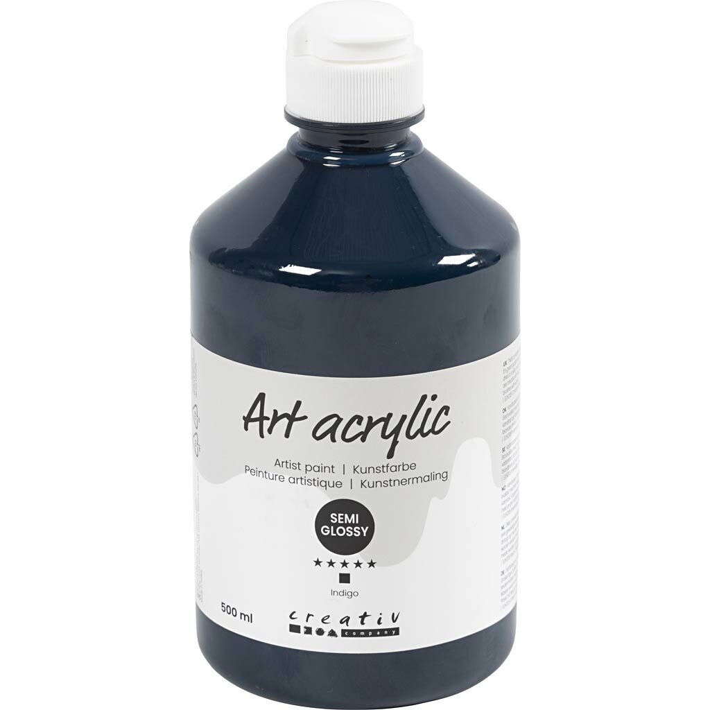 Akrylmaling Pigment Art, halvblank, dækkende, indigo, 500ml