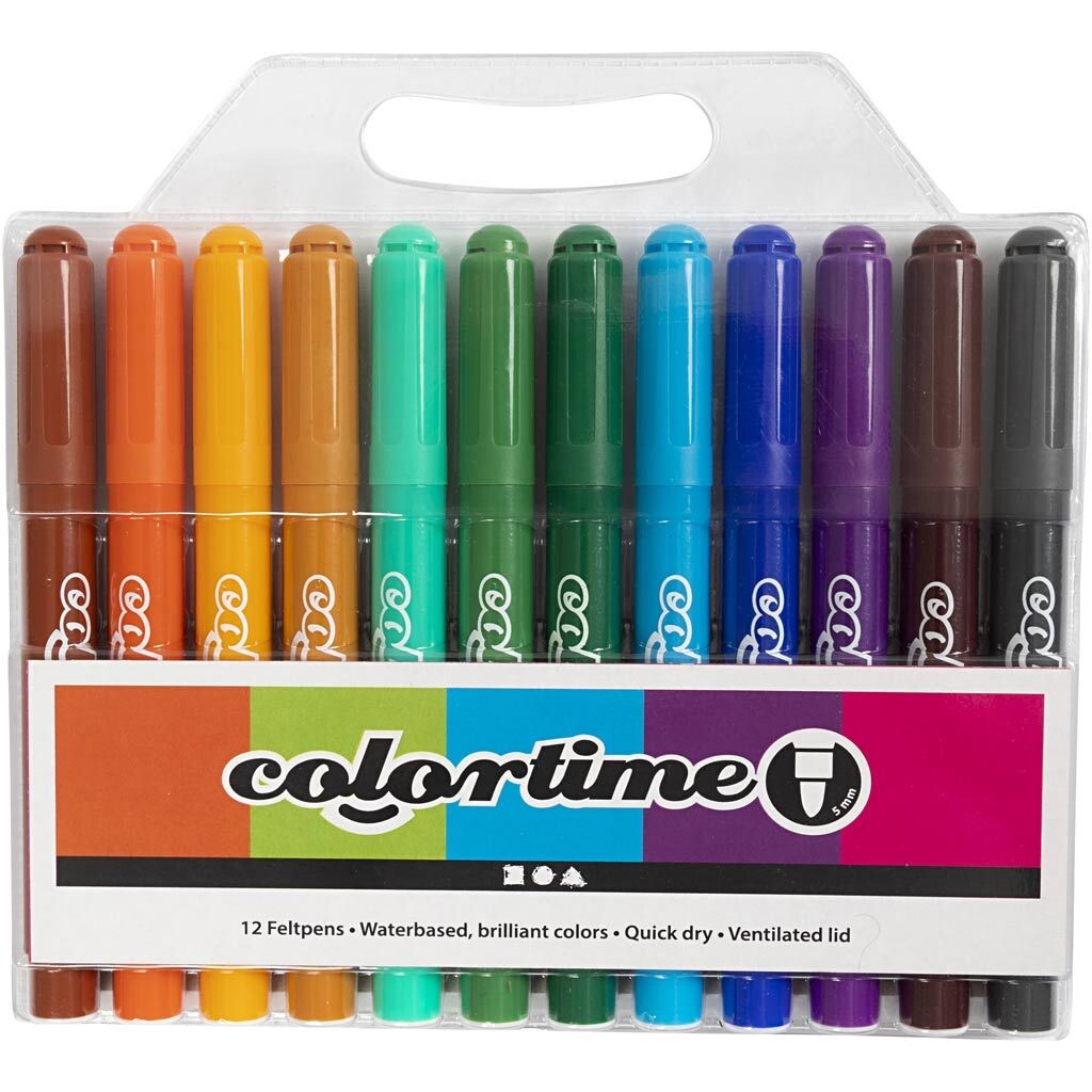 Tusser Colortime 5 mm suppleringsfarver - 12 stk.