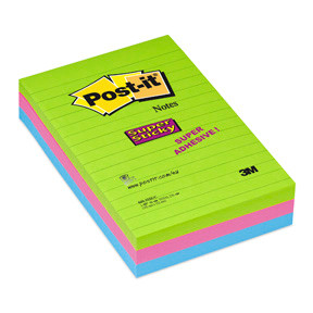 3M Post-it 6603SSUC Super Sticky Notes 102x152 Ruled coloured