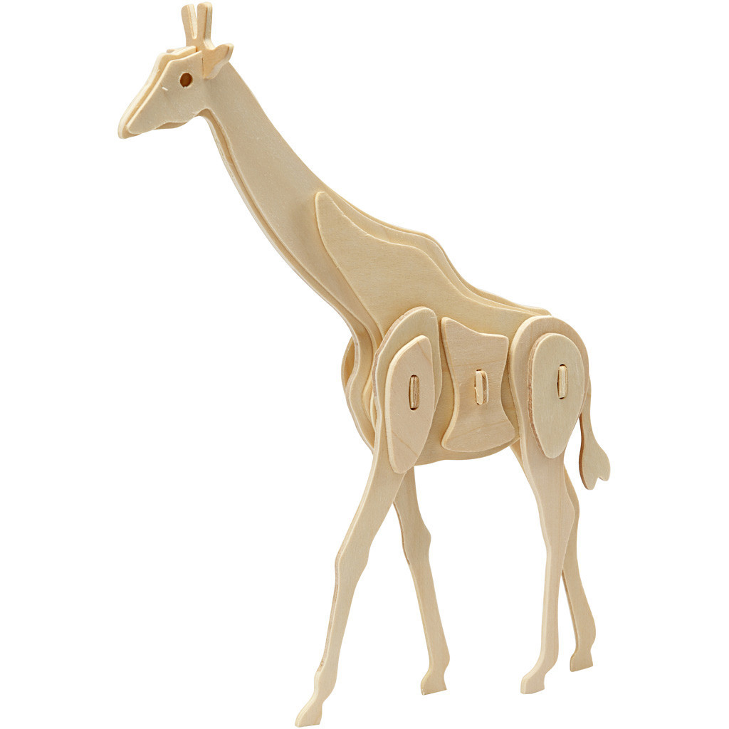 3D konstruktionsfigur, giraf, str. 20x4,2x25 cm, krydsfiner, 1stk.