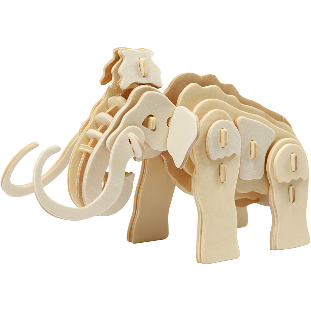 3D konstruktionsfigur, mammut, str. 19x8,5x11 cm, krydsfiner, 1stk.